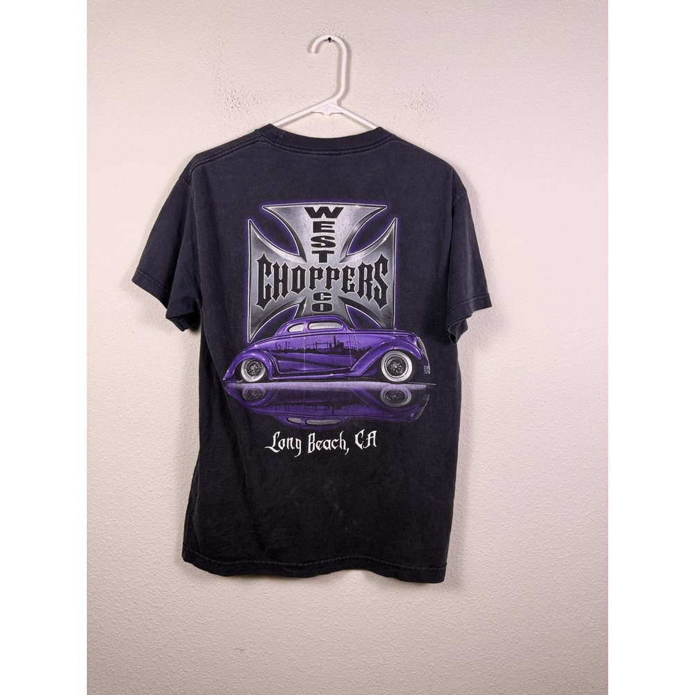 Vintage West Coast Choppers Jesse James T-Shirt Black Purple Hot Rod Car Mens M